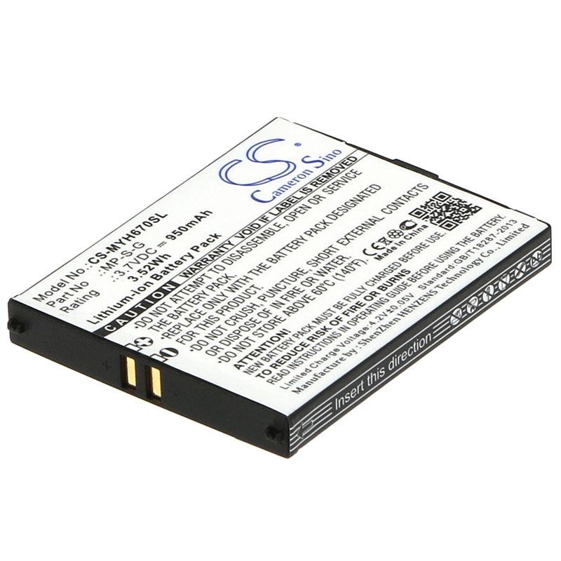 Li-ion Battery fits Myphone, 6670 city 3.7V, 950mAh Mobile & SmartPhone Cameron Sino Technology Limited
