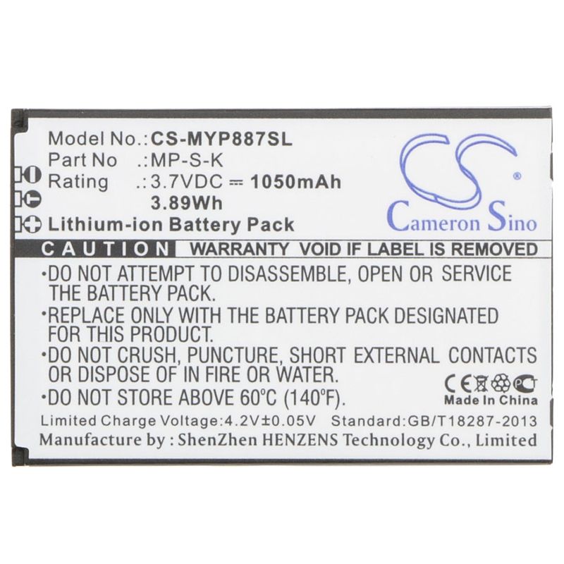 Li-ion Battery fits Myphone,8870 3.7V, 1050mAh Mobile & SmartPhone Cameron Sino Technology Limited