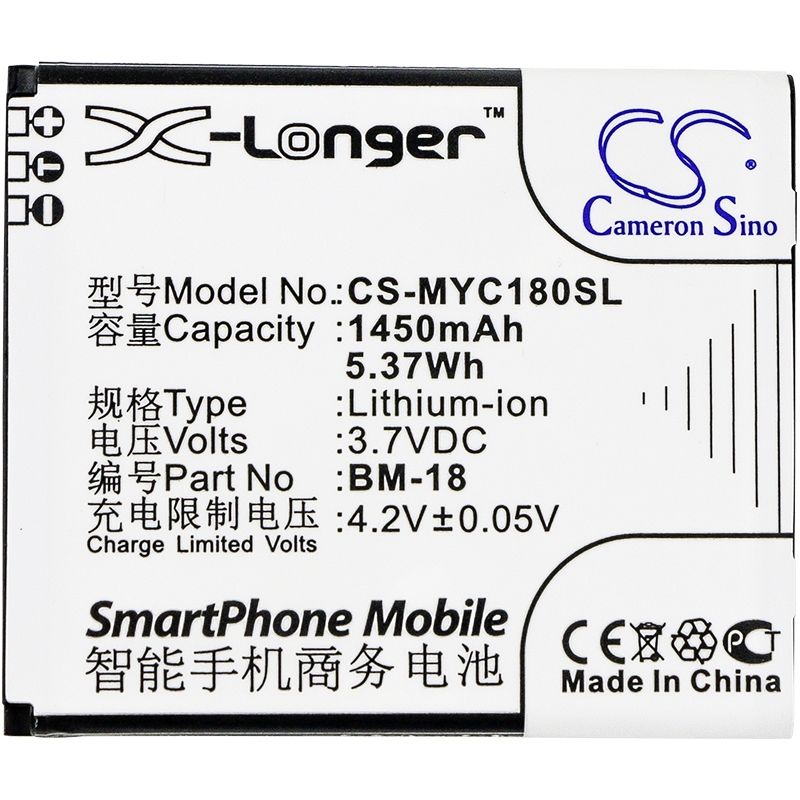 Li-ion Battery fits Myphone, c-smart iii 3.7V, 1450mAh Communications Cameron Sino Technology Limited (Suspended)