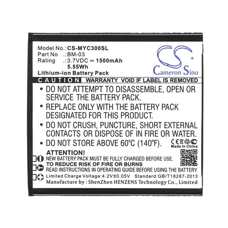 Li-ion Battery fits Myphone, c-smart, funky 3.7V, 1500mAh Mobile & SmartPhone Cameron Sino Technology Limited