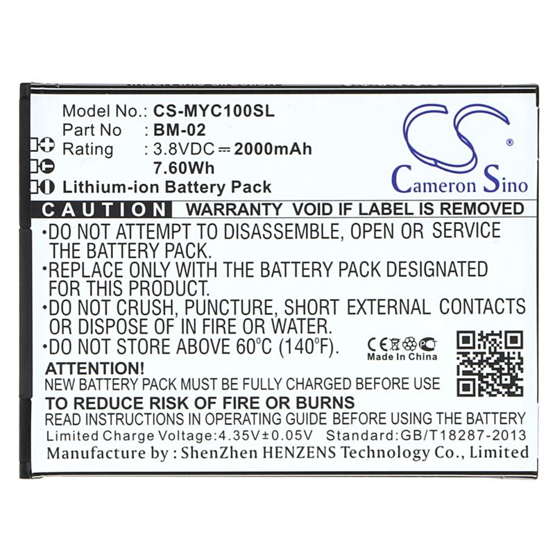 Li-ion Battery fits Myphone, cube 3.8V, 2000mAh Mobile & SmartPhone Cameron Sino Technology Limited