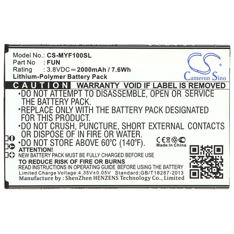 Li-Polymer Battery fits Myphone, fun 3.8V, 2000mAh Communications Cameron Sino Technology Limited (Suspended)