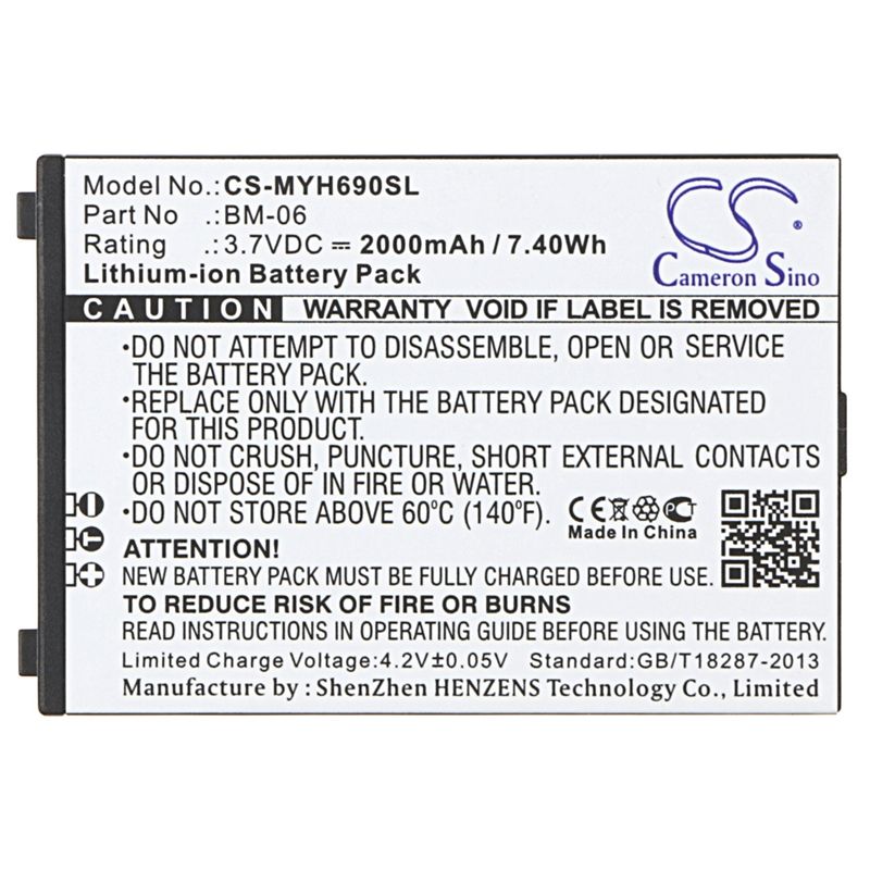 Li-ion Battery fits Myphone, hammer iron, h-smart 3.7V, 2000mAh Mobile & SmartPhone Cameron Sino Technology Limited