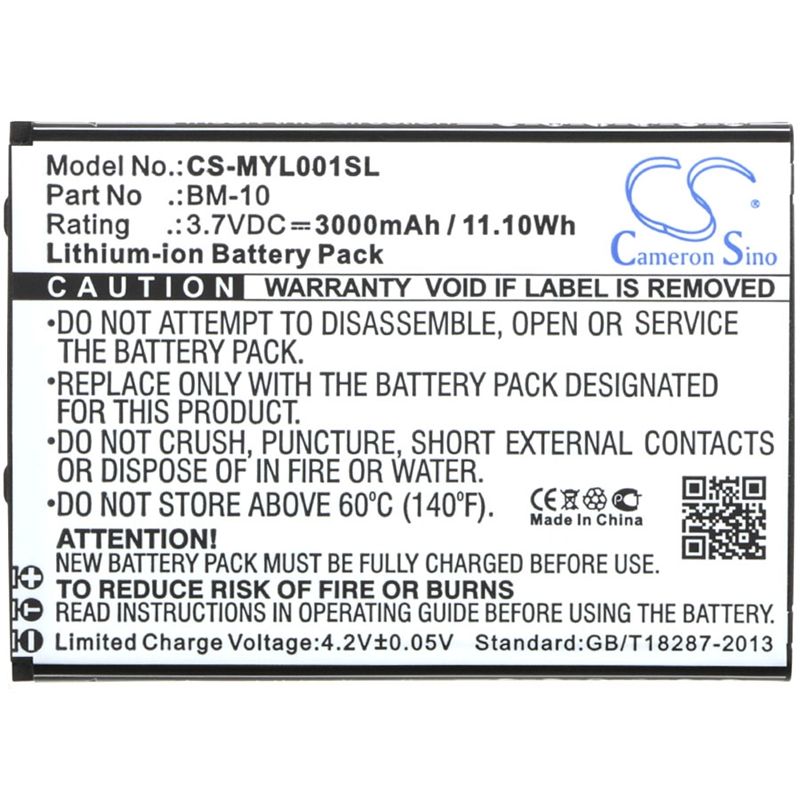 Li-ion Battery fits Myphone, l-line 3.7V, 3000mAh Mobile & SmartPhone Cameron Sino Technology Limited