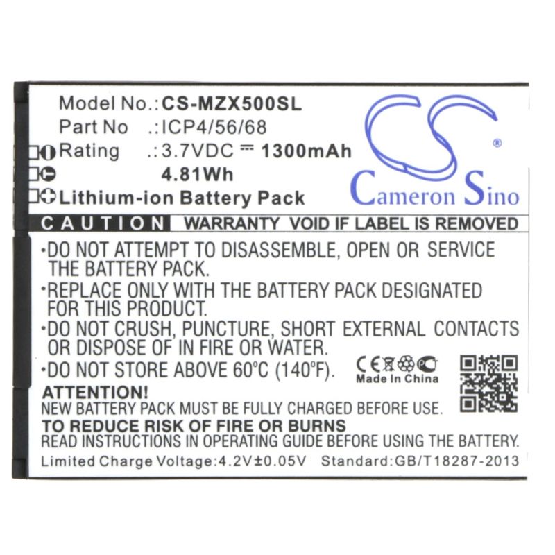 Li-ion Battery fits Navon, mizu x5 3.7V, 1300mAh Communications Cameron Sino Technology Limited (Suspended)