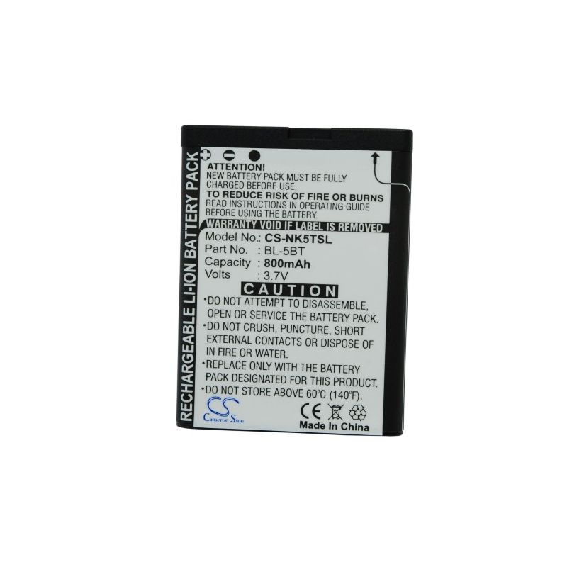 Li-ion Battery Fits Nokia, 2600 Classic,7510, 7510 Supernova 3.7v, 800mah Mobile & SmartPhone Cameron Sino Technology Limited