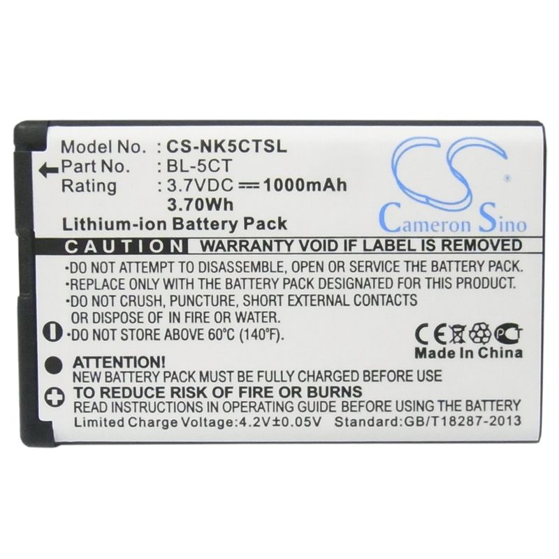 Li-ion Battery fits Nokia,5220, 5220 xpressmusic, 5630 xpressmusic 3.7V, 1000mAh Mobile & SmartPhone Cameron Sino Technology Limited