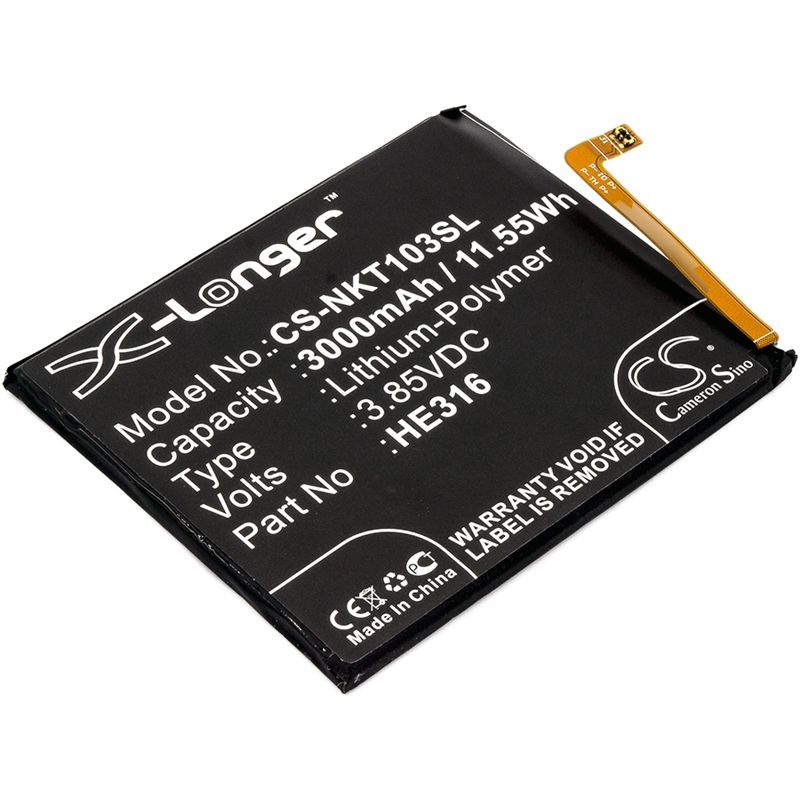 Li-Polymer Battery fits Nokia,6, 6 dual sim, hmd d1c 3.85V, 3000mAh Mobile & SmartPhone Cameron Sino Technology Limited
