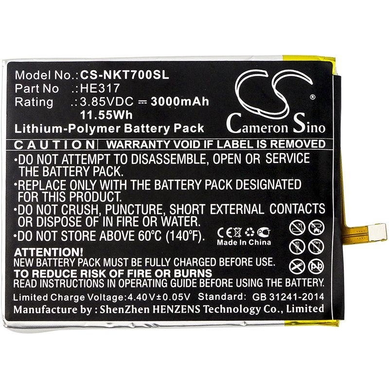 Li-Polymer Battery fits Nokia,7, 7 premium edition, 7 premium edition dual sim 3.85V, 3000mAh Mobile & SmartPhone Cameron Sino Technology Limited