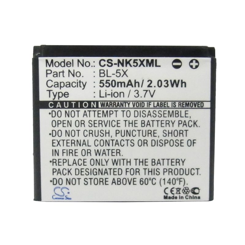 Li-ion Battery fits Nokia,8800, 8800 sirocco,8801 3.7V, 550mAh Communications Cameron Sino Technology Limited
