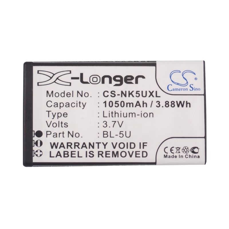 Li-ion Battery fits Nokia, 8800e, 8900e, 8900i 3.7V, 1050mAh Communications Cameron Sino Technology Limited (Suspended)