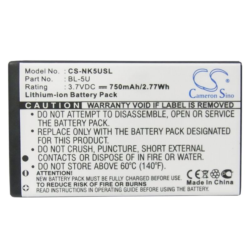 Li-ion Battery fits Nokia, 8800e, 8900e, 8900i 3.7V, 750mAh Mobile & SmartPhone Cameron Sino Technology Limited