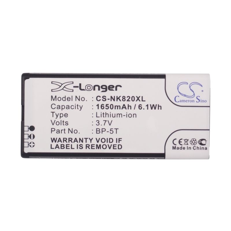 Li-ion Battery fits Nokia, arrow, lumia 820, lumia 820.2 3.7V, 1650mAh Mobile & SmartPhone Cameron Sino Technology Limited