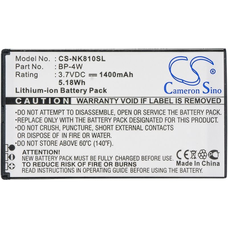 Li-ion Battery fits Nokia, lumia 810, lumia 822 3.7V, 1400mAh Mobile & SmartPhone Cameron Sino Technology Limited