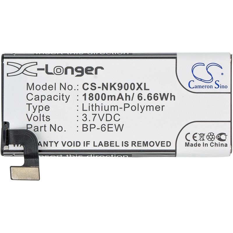 Li-Polymer Battery fits Nokia, lumia 900, lumia 900 4g lte 3.7V, 1800mAh Mobile & SmartPhone Cameron Sino Technology Limited