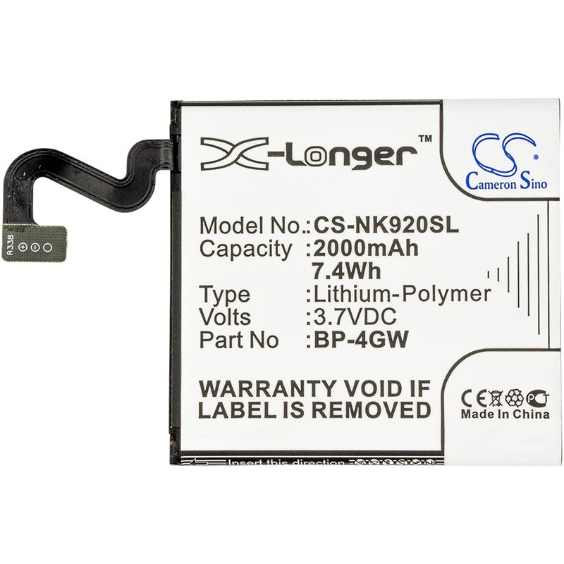 Li-polymer Battery Fits Nokia, Lumia 920, Lumia 920 4g, Lumia 920.2 3.7v, 2000mah Mobile & SmartPhone Cameron Sino Technology Limited