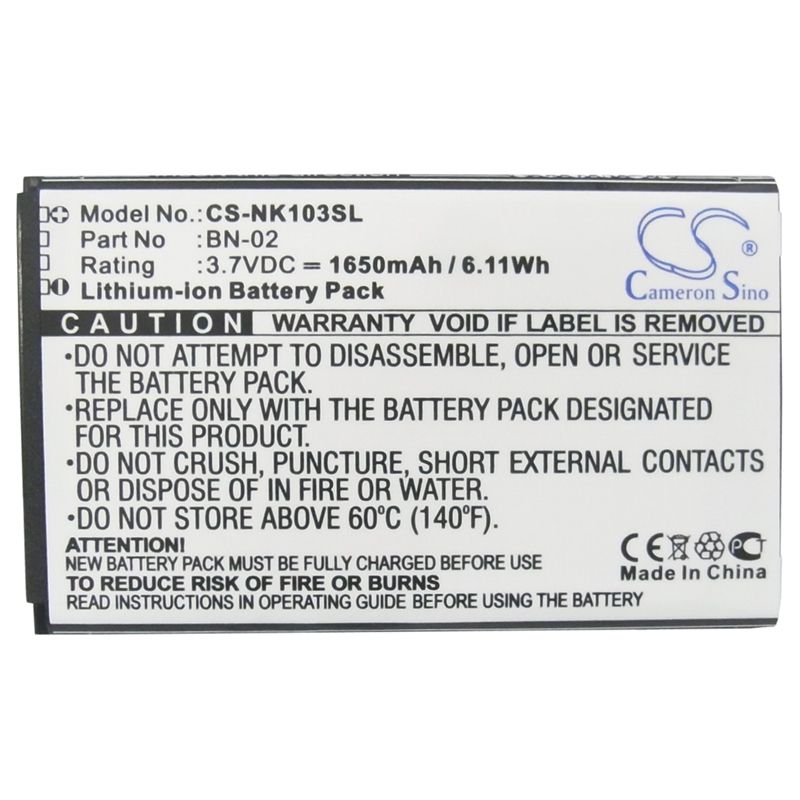 Li-ion Battery fits Nokia, nokia xl, rm-1030, rm-1042 3.7V, 1650mAh Mobile & SmartPhone Cameron Sino Technology Limited
