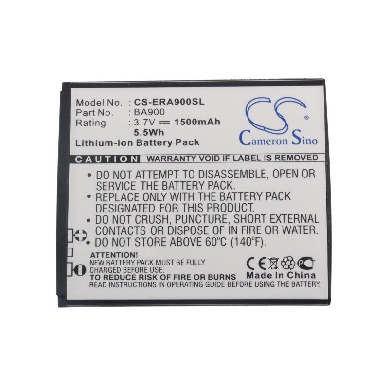 Li-ion Battery fits Ntt docomo, so-04d, sony ericsson, c1904 3.7V, 1500mAh Communications Cameron Sino Technology Limited