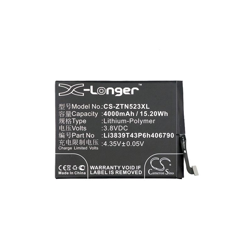 Li-Polymer Battery fits Nubia, nx523, nx523j, z11 max 3.8V, 4000mAh Mobile & SmartPhone Cameron Sino Technology Limited