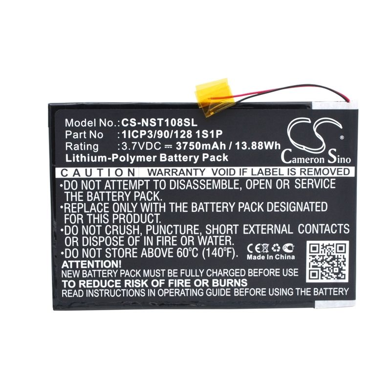 Li-Polymer Battery fits Nuvision, nuvision 10.1", tm1088c 3.7V, 3750mAh Tablet Cameron Sino Technology Limited