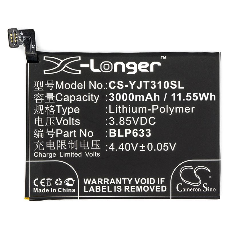 Li-polymer Battery Fits Oneplus, 3t, 3t Dual Sim, A3010 3.85v, 3000mah Mobile & SmartPhone Cameron Sino Technology Limited