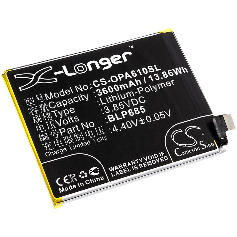 Li-Polymer Battery fits Oneplus, 6t, a6010, a6013 3.85V, 3600mAh Mobile & SmartPhone Cameron Sino Technology Limited