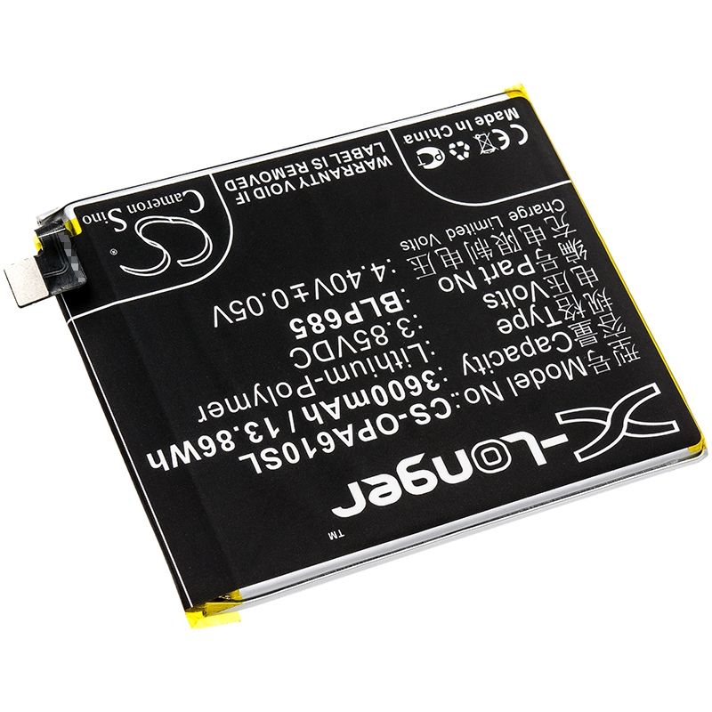 Li-Polymer Battery fits Oneplus, 6t, a6010, a6013 3.85V, 3600mAh Mobile & SmartPhone Cameron Sino Technology Limited