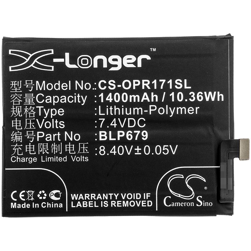 Li-Polymer Battery fits Oppo,1877, cph1877, r17 pro 7.4V, 1400mAh Mobile & SmartPhone Cameron Sino Technology Limited