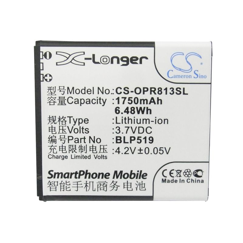 Li-ion Battery fits Oppo, 701t, r813t, r817 3.7V, 1750mAh Mobile & SmartPhone Cameron Sino Technology Limited