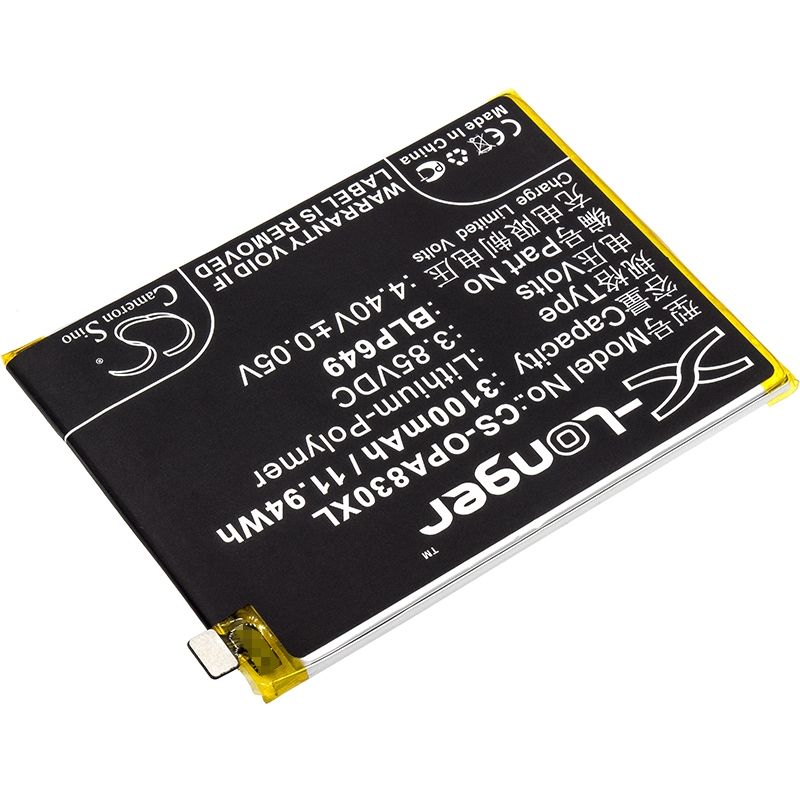 Li-Polymer Battery fits Oppo, a1 dual sim, a1 dual sim td-lte, a83 3.85V, 3100mAh Mobile & SmartPhone Cameron Sino Technology Limited