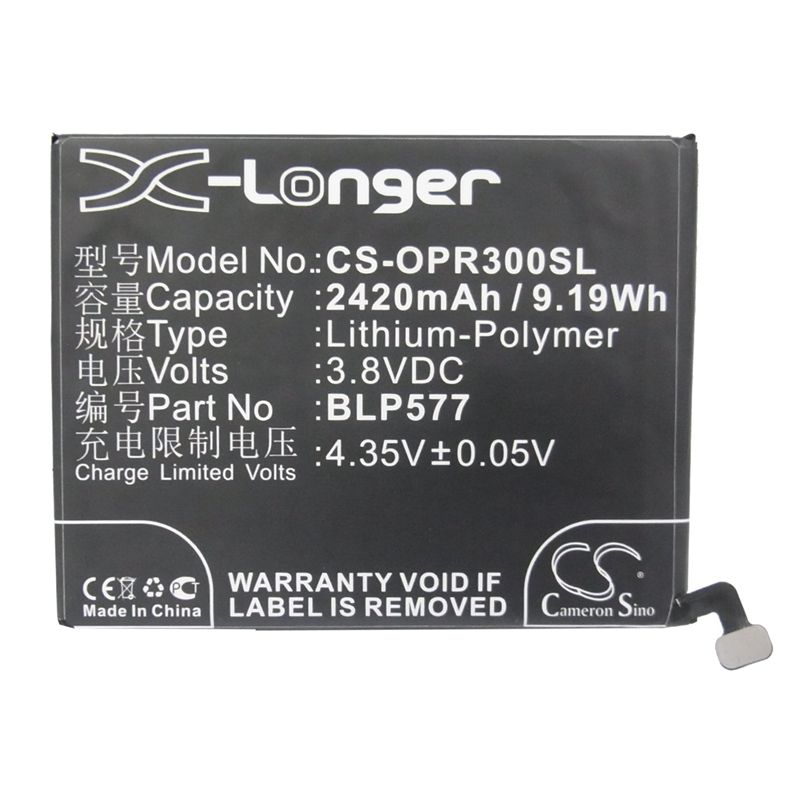 Li-Polymer Battery fits Oppo, a51, a51k, mirror 5 3.8V, 2420mAh Communications Cameron Sino Technology Limited (Suspended)