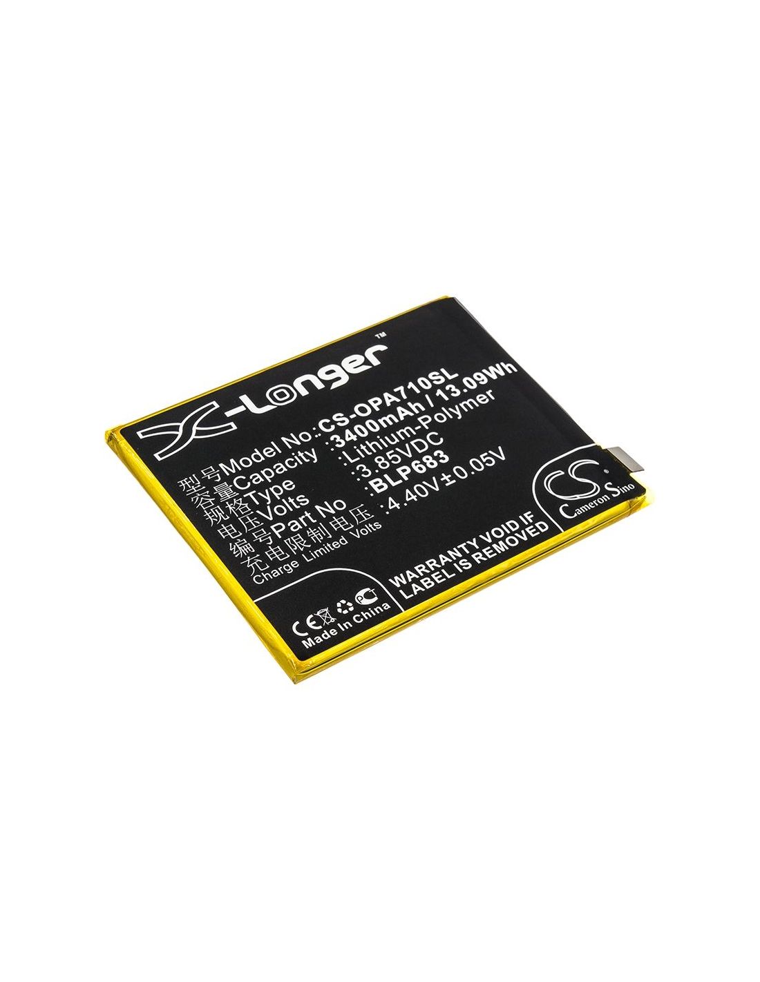 Li-Polymer Battery fits Oppo, a7x, a7x dual sim, pbbm00 3.85V, 3400mAh Mobile & SmartPhone Cameron Sino Technology Limited