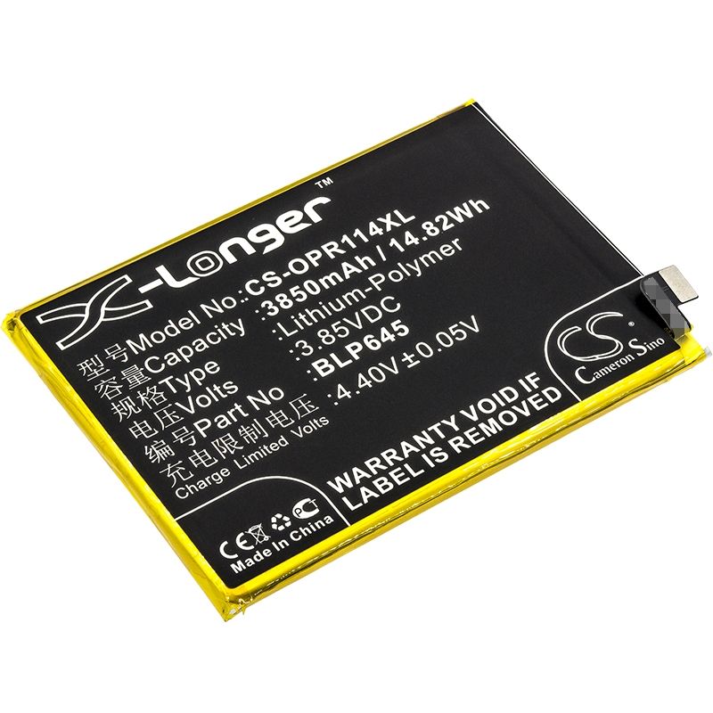 Li-Polymer Battery fits Oppo, cph1721, r11s plus, r11s plus dual sim 3.85V, 3850mAh Communications Cameron Sino Technology Limited (Suspended)