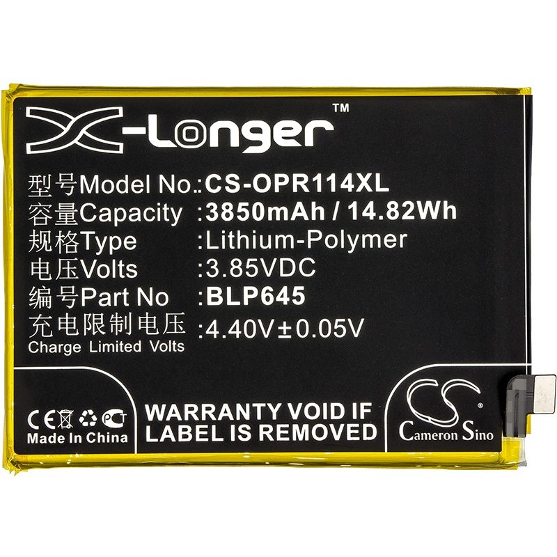 Li-Polymer Battery fits Oppo, cph1721, r11s plus, r11s plus dual sim 3.85V, 3850mAh Communications Cameron Sino Technology Limited (Suspended)