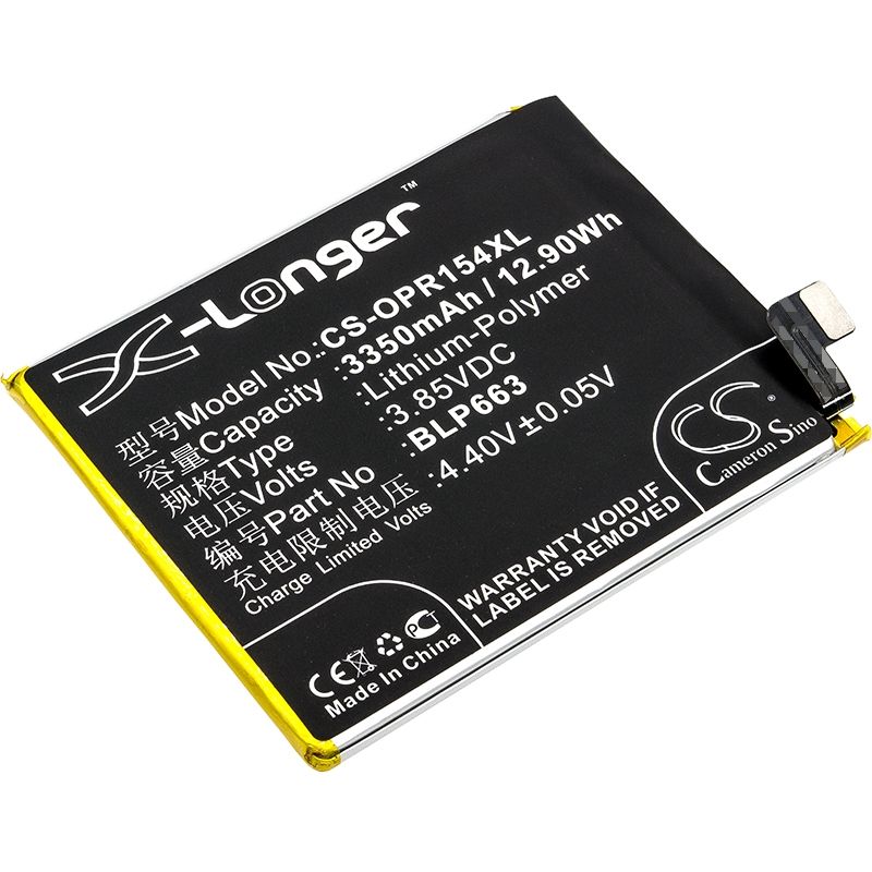 Li-Polymer Battery fits Oppo, cph1835, pacm00, pact00 3.85V, 3350mAh Communications Cameron Sino Technology Limited (Suspended)