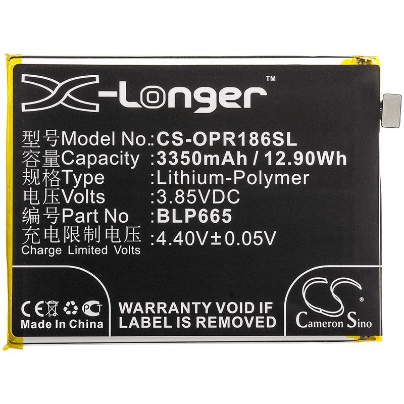Li-Polymer Battery fits Oppo, cph1859, cph1861, f7 youth 3.85V, 3350mAh Mobile & SmartPhone Cameron Sino Technology Limited