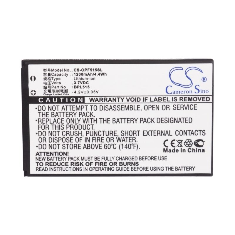 Li-ion Battery fits Oppo, f15, r801, t15 3.7V, 1200mAh Mobile & SmartPhone Cameron Sino Technology Limited
