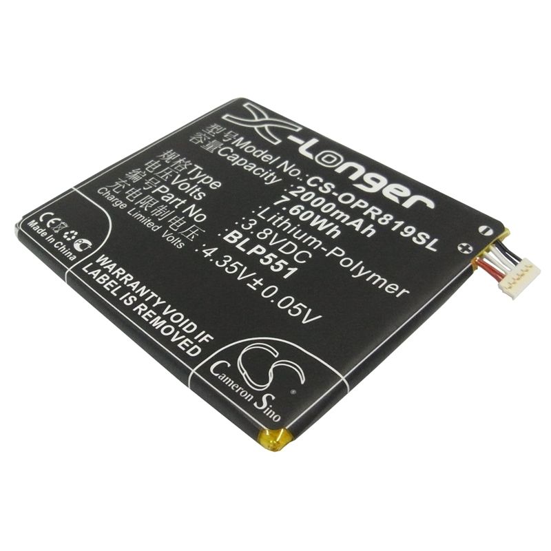 Li-Polymer Battery fits Oppo, find mirror, find muse, r809t 3.8V, 2000mAh Communications Cameron Sino Technology Limited (Suspended)