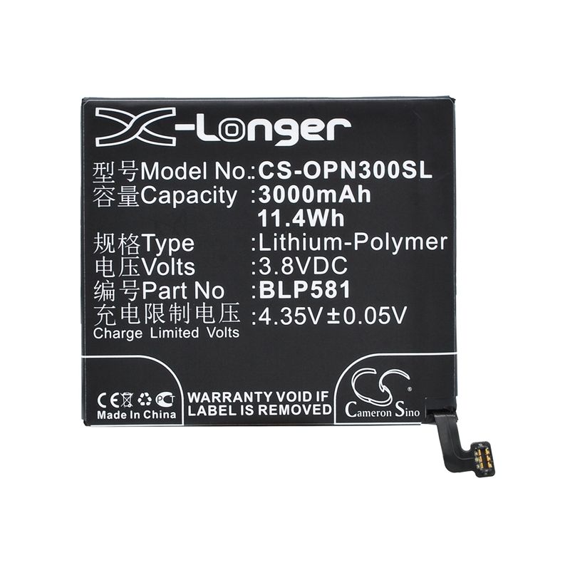 Li-Polymer Battery fits Oppo, n3, n3 dual sim, n3s 3.8V, 3000mAh Mobile & SmartPhone Cameron Sino Technology Limited