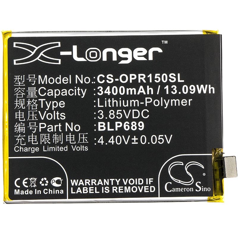 Li-Polymer Battery fits Oppo, pbcm10, pbct10, r15x 3.85V, 3400mAh Mobile & SmartPhone Cameron Sino Technology Limited