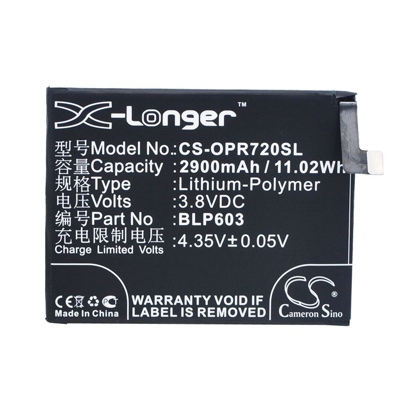 Li-Polymer Battery fits Oppo, r7s, r7sm, r7st 3.8V, 2900mAh Communications Cameron Sino Technology Limited (Suspended)