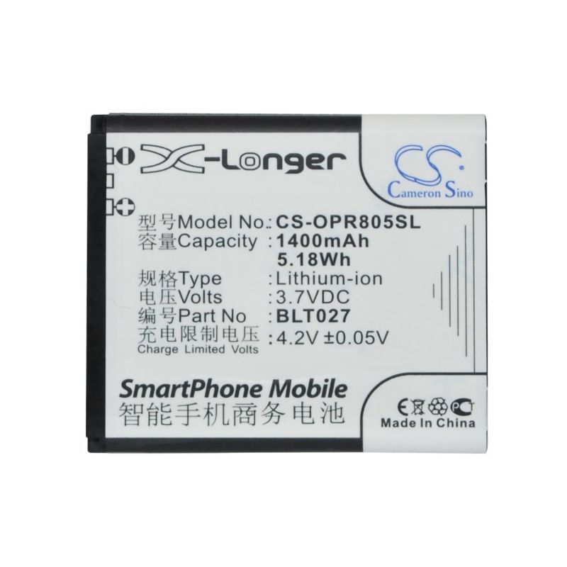 Li-ion Battery fits Oppo, r803, r805 3.7V, 1400mAh Communications Cameron Sino Technology Limited (Suspended)