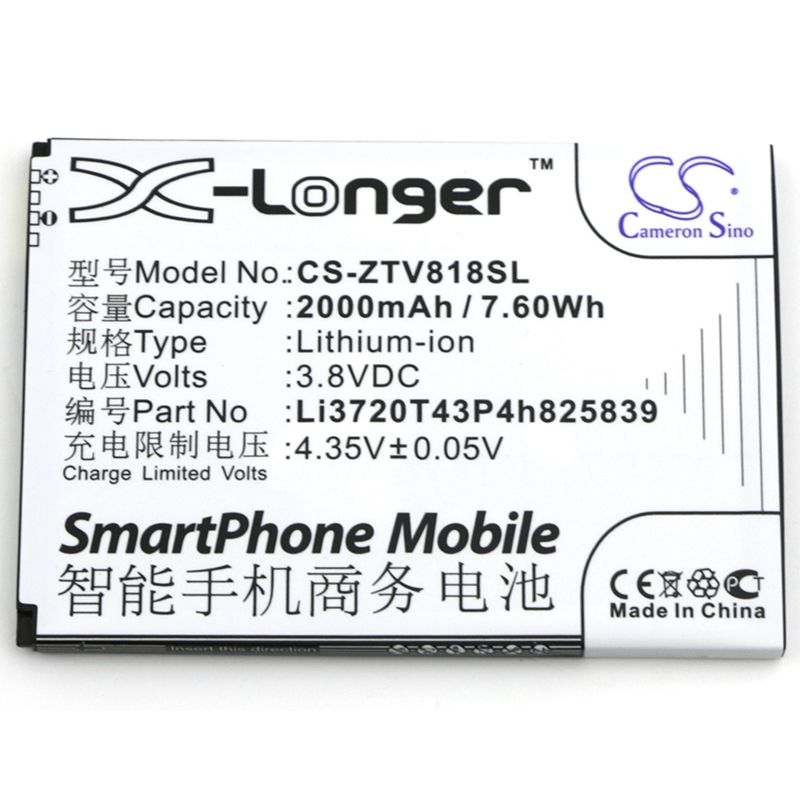 Li-ion Battery fits Orange, reyo, zte, blade q maxi 3.8V, 2000mAh Mobile & SmartPhone Cameron Sino Technology Limited