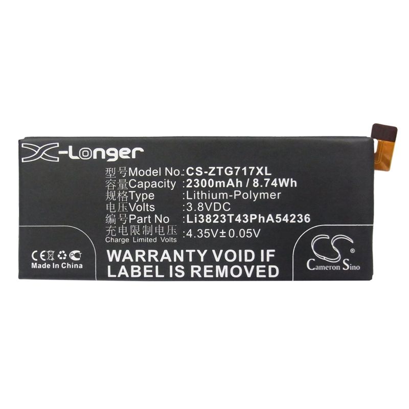 Li-Polymer Battery fits Original, blade vec 4g, rono, zte 3.8V, 2300mAh Mobile & SmartPhone Cameron Sino Technology Limited
