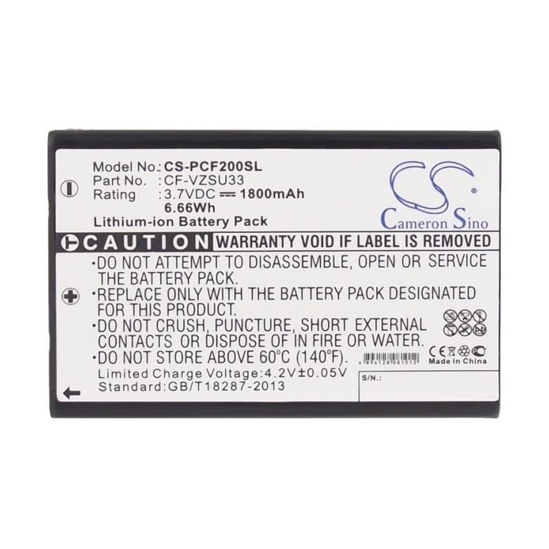 Li-ion Battery fits Panasonic, toughbook cf-p2 3.7V, 1800mAh Barcode Scanner Cameron Sino Technology Limited