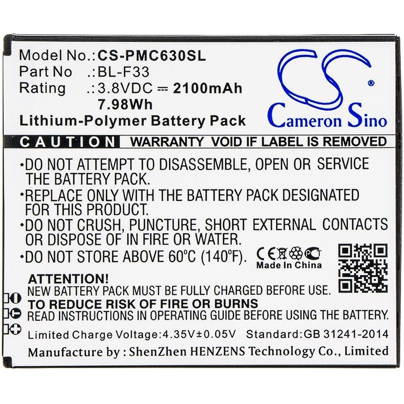 Li-Polymer Battery fits Phicomm, c630, c630lv, c630lw 3.8V, 2100mAh Communications Cameron Sino Technology Limited (Suspended)
