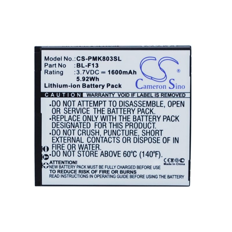 Li-ion Battery fits Phicomm, i803 3.7V, 1600mAh Communications Cameron Sino Technology Limited (Suspended)