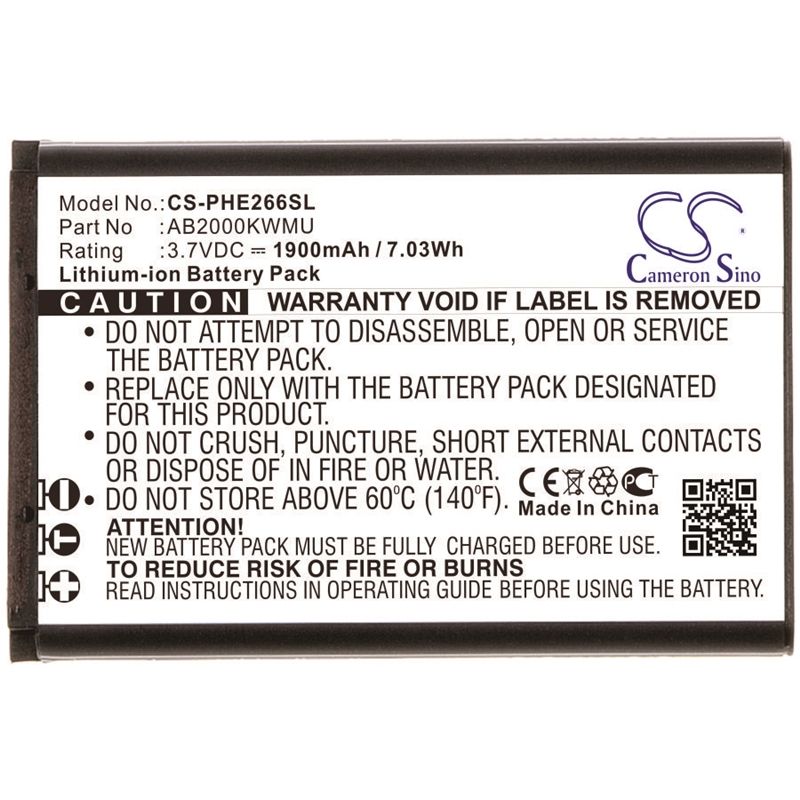 Li-ion Battery fits Philips, cte266w, xenium e266w 3.7V, 1900mAh Mobile & SmartPhone Cameron Sino Technology Limited