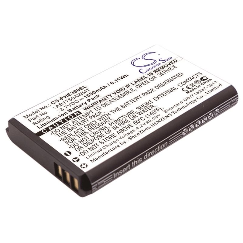 Li-ion Battery fits Philips, e380, xenium e380 3.7V, 1650mAh Mobile & SmartPhone Cameron Sino Technology Limited