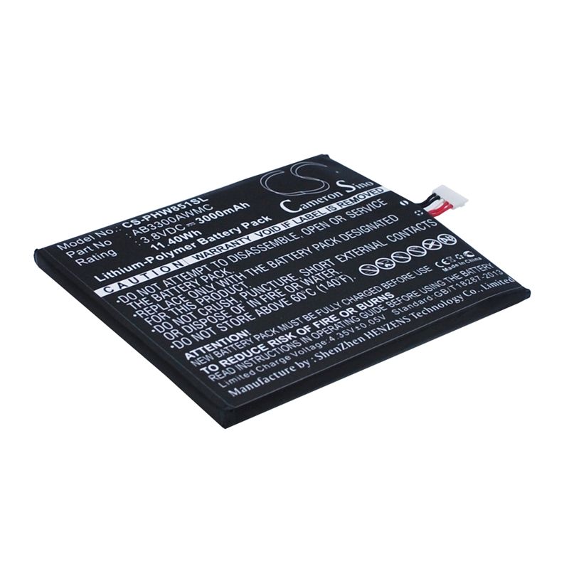 Li-Polymer Battery fits Philips, w8510, xenium w8510 3.8V, 3000mAh Mobile & SmartPhone Cameron Sino Technology Limited